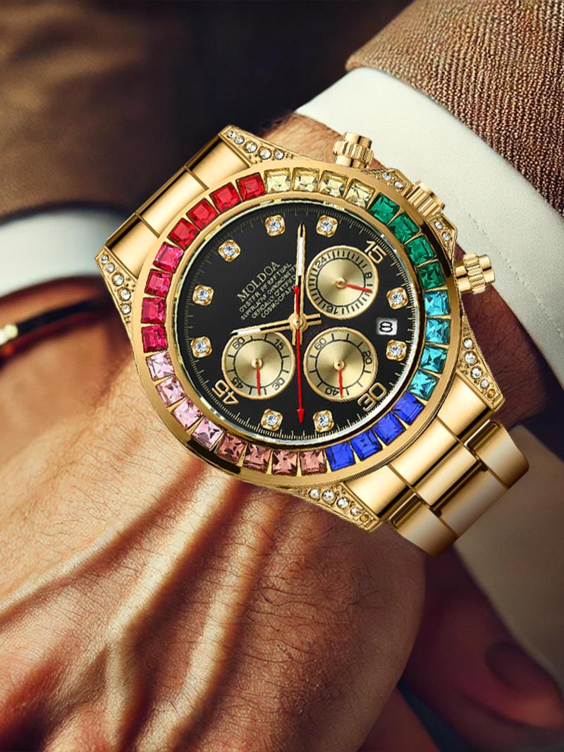 Men's Business Fashion Round Dial Analog Quartz Watch, Business Fashion Watches, Fashion Watch for Party, Daily Clothing Decor, Trendy All-match & Exquisite Watch for Birthday Gift with Box