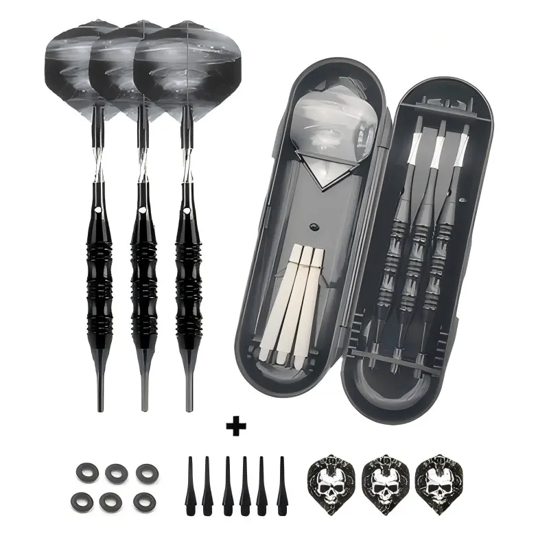 3-Piece 20g Soft Tip Darts Set, Portable Boxed Darts, Free 6 Soft Tips, 6 O-Rings, 3 Flight Stabilizers, Perfect for Dart Enthusiasts