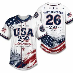 USA 250th Anniversary Baseball Jersey, Vintage US Cityscape Flag Graphic, 1776-2026 Patriotic Freedom Design, Unisex Button Up Casual Streetwear # TikTokMadeMeBuyIt # USA250 # AmericanPride # PatrioticFashion # Independence Day # 250th Anniversary # Baseb