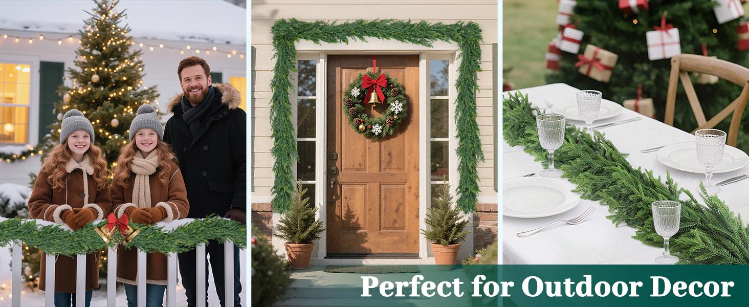 【On Sale】12pcs 6ft Christmas Norfolk Pine Garland, Real Touch Faux Green Garlands for Mantle, Table, Stairs, Fireplace, Indoor & Outdoor Xmas Decorations(2/4/6/8/10pc Avaiable)