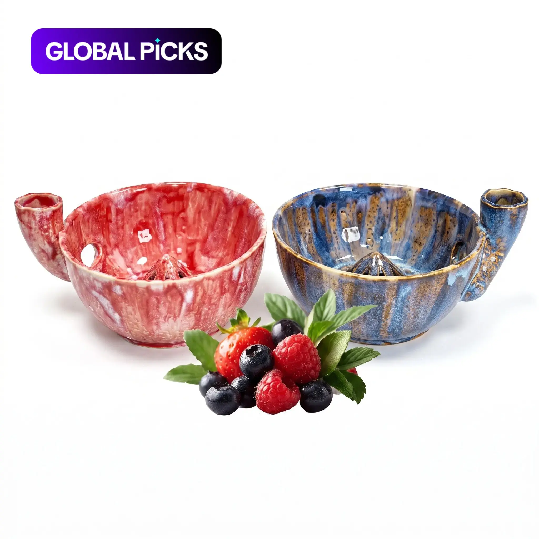 1 self-rotating ceramic berry cleaning bowl, 360° automatic fruit and vegetable washing and drying machine with drainage function, kitchen rinser, stoneware berry and vegetable serving bowl, suitable for kitchen Utensils