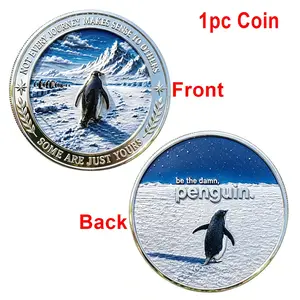 Motivational Penguin Theme Coin, Unique Self-Challenge Coin, Healing Quotes Collectible Medal, Party Souvenir, Gift for Family and Friends