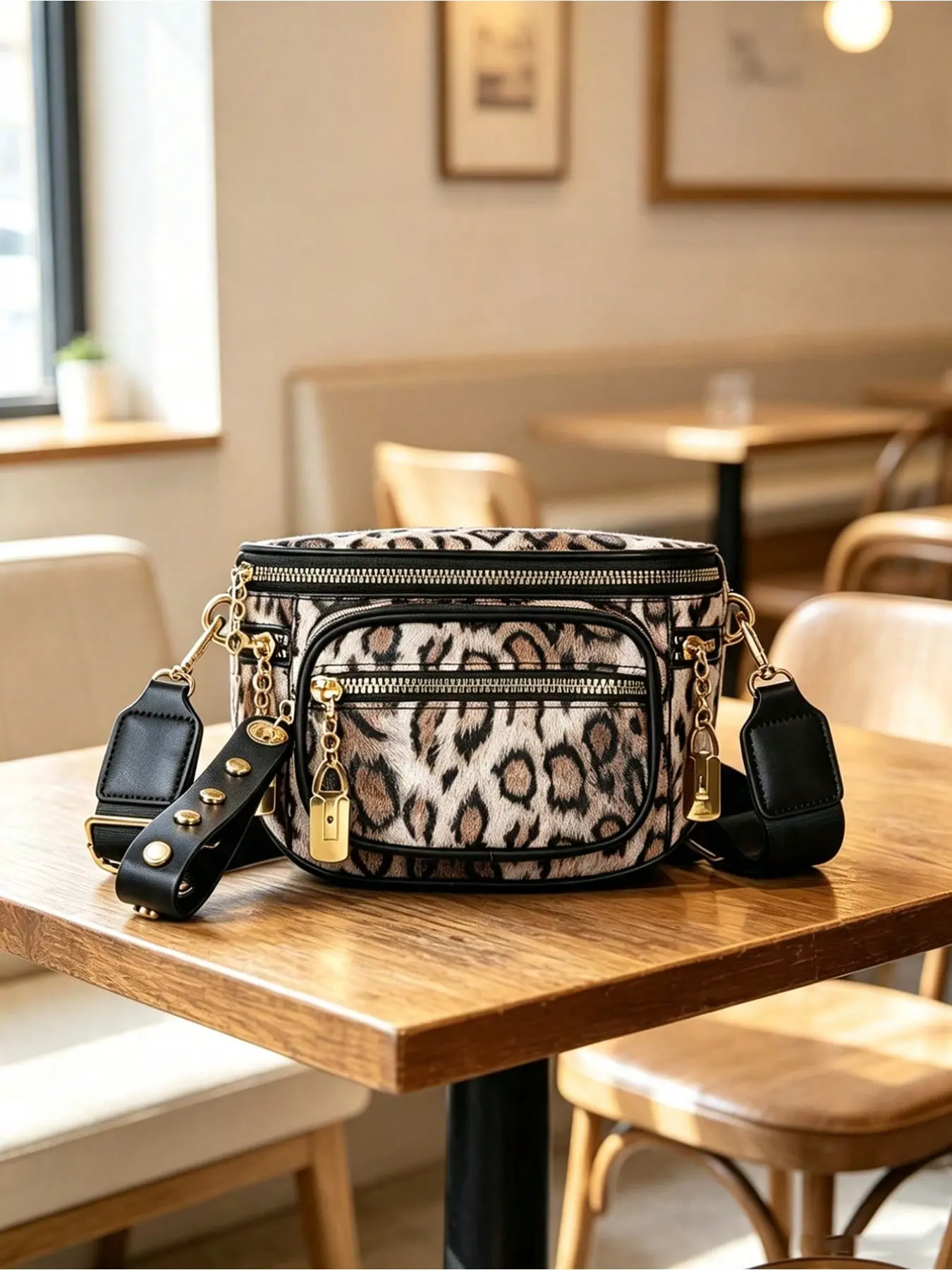 Women Vintage Leopard Print Crossbody Bag, Adjustable Strap Mini Shoulder Fanny Pack, Lightweight Daily Phone Purse, Ideal Back to School Teacher Holiday Gift for Girls Friends Family