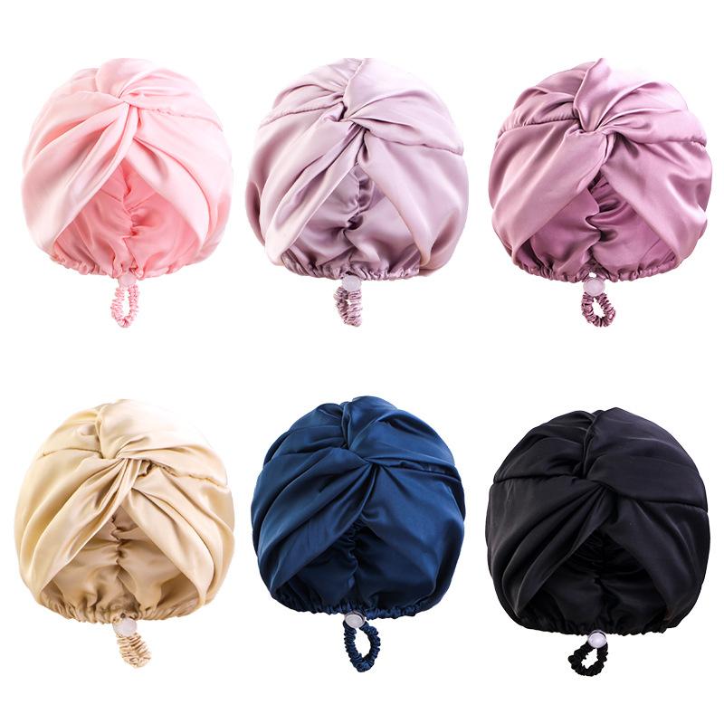 Adjustable Buckle Satin Sleep Cap, Cross Design Hair Protection Bonnet