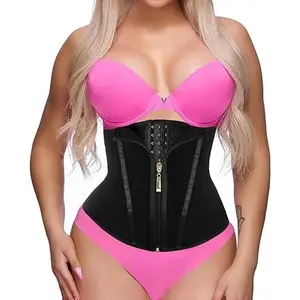 Women's Adjustable Hook & Eye Closure Zipper Waist Trainer - High Stretch Mesh Compression Fabric, Minimalist Tummy Control Shapewear for Postpartum Recovery, Activewear Underwear Fit