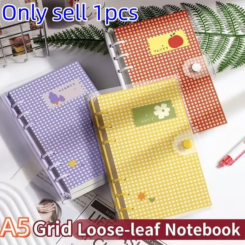 A5 Cute Grid Transparent PVC Notebook, Detachable Pages, 60 Lined Sheets, Large Capacity, Soft Feel, Ideal for Students, Craft Album