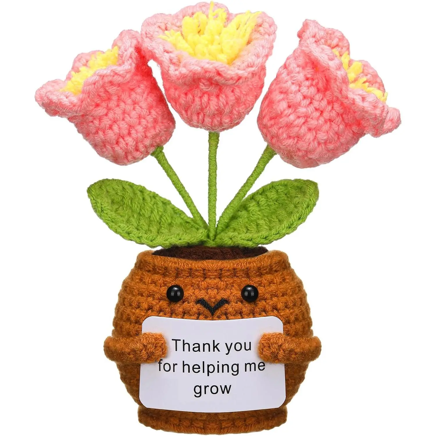 to School Gifts for Teacher Thank You for Helping Me Grow  of School  Crochet Flower Doll with Card for Teacher Office Decor( Orchid)