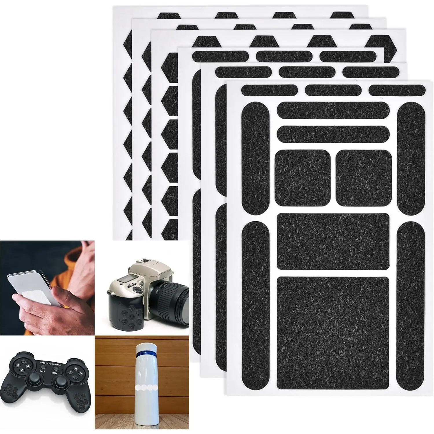 5 Pack Phone Grip Tape, Finger Grip Stickers Decal Clear Non Slip Kit Adhesive Traction for Cell Phone Cases  Laptop Tablet Tools (5Black)