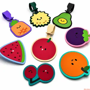 8 Pack 2026 New Cute Fruit Shaped PVC Luggage Tag for Suitcase Travel and Back to School Anti Lost Hanging ID Label with String for Carry On Trolley Bag Lightweight Durable Easy Identification Cute Summer Cool US Design