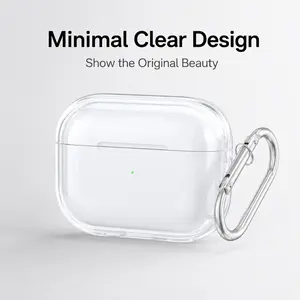 Transparent Wireless Earbuds Case Cover with Metal Carabiner, Clear Shockproof Anti Scratch Protective Earphone Case for Daily Carry