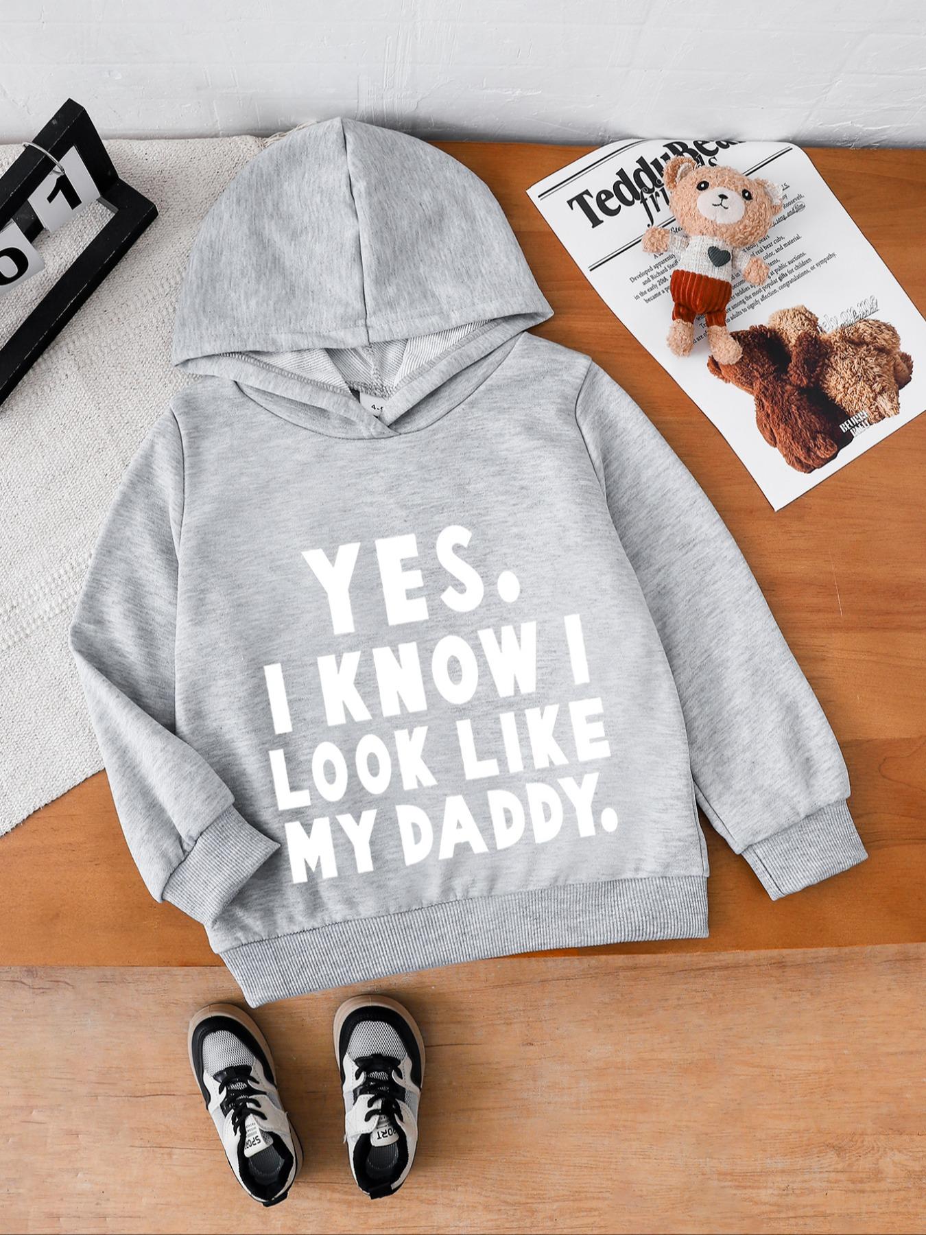 Boys' Casual Fashion Comfortable Letter Print Tee, Micro-Elastic Fabric, Perfect for Spring & Fall Seasons, Cute Graphic Tee, Graphic Print Hoodie