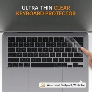 Ultra-thin transparent TPU keyboard cover, compatible with MacBook Pro 13-inch M2 2023/2022/2021/2020 M1, A2338/A2289/A2251, durable US version layout keyboard protective film dust-proof and water-proof