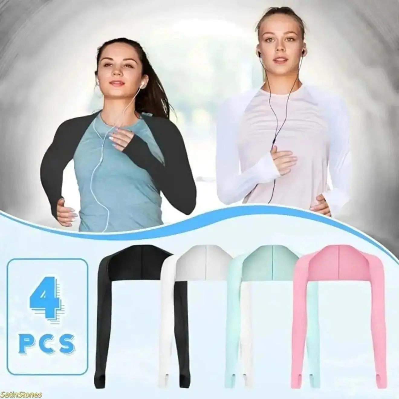 Women’s Cooling Arm Sleeves, 4 Pack UPF 50+ UV Protection Covers with Lightweight Ice Fabric for Golf, Outdoor Sports, Driving and Summer Activities