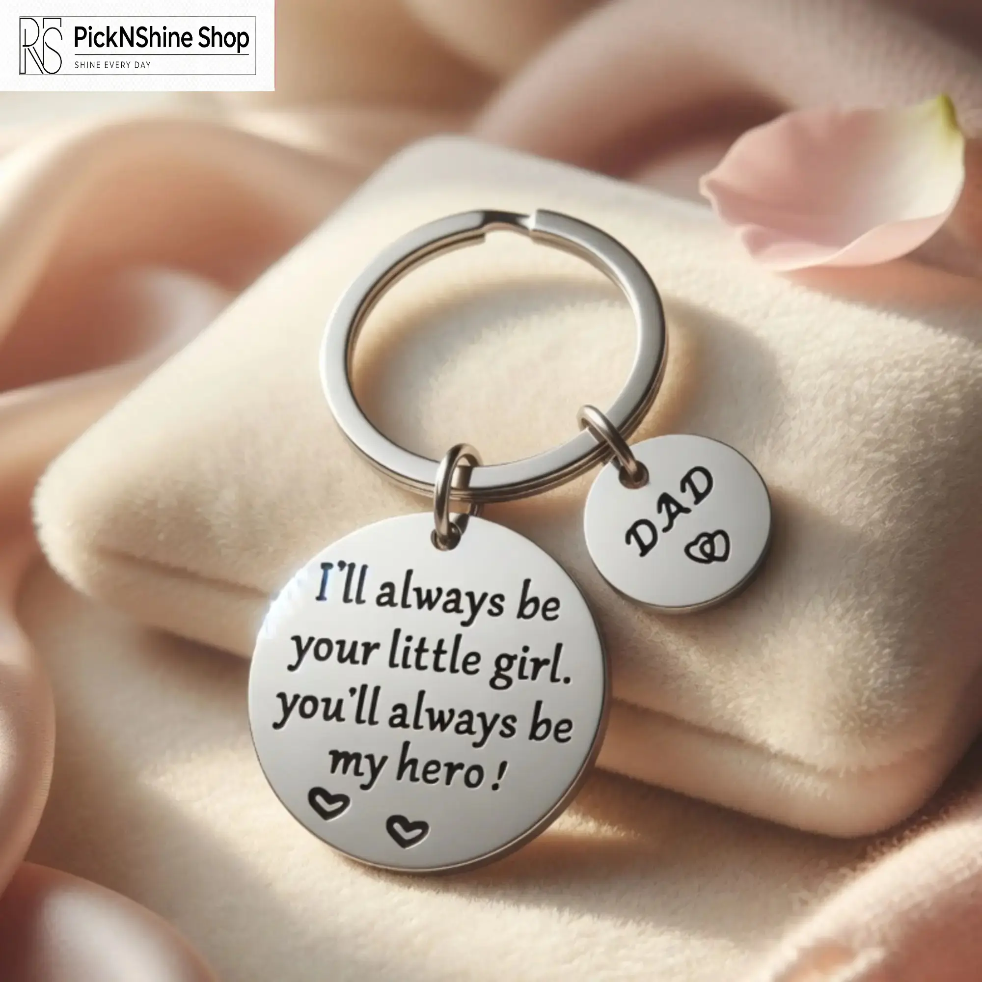 Dad Keychain from Daughter, Father Daughter Gift with Engraved Message Charm, Silver Tone Key Ring for Dad, Meaningful Birthday, Father’s Day, Christmas and Special Occasion Gift from Daughter