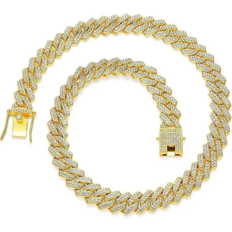 Mens and Womens Miami Cuban Link Chain Necklace 12mm  Prong Cuban Chain 18/20/24inch Length  Hop Jewely