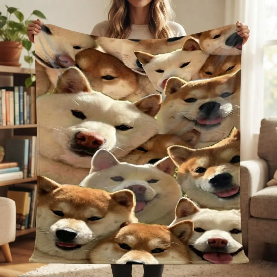 Funny Dog Breed Collage Flannel Blanket For Adults And Kids, Ultra Soft Pet Lover Throw Blanket With Cute Dog Pattern, Cozy Fleece Blanket For Couch Bedroom Home Decor Gift