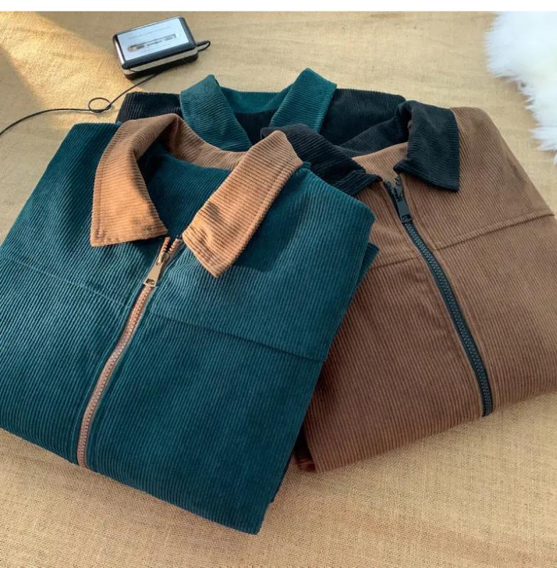 Kyn Apparel 2026 Autumn Corduroy Cargo Jacket For Men Bomber Jacket Windbreakers Zipper Coats Loose Cargo Outwear Casual Jacket Mens Clothes