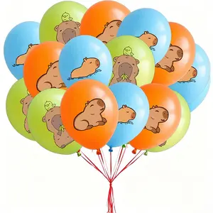 16pcs Cute Capybara Latex Balloons Set, 3x12inch Printed Balloons, Party Decor, Animal Theme, Summer, Christmas, Kids Room Decoration