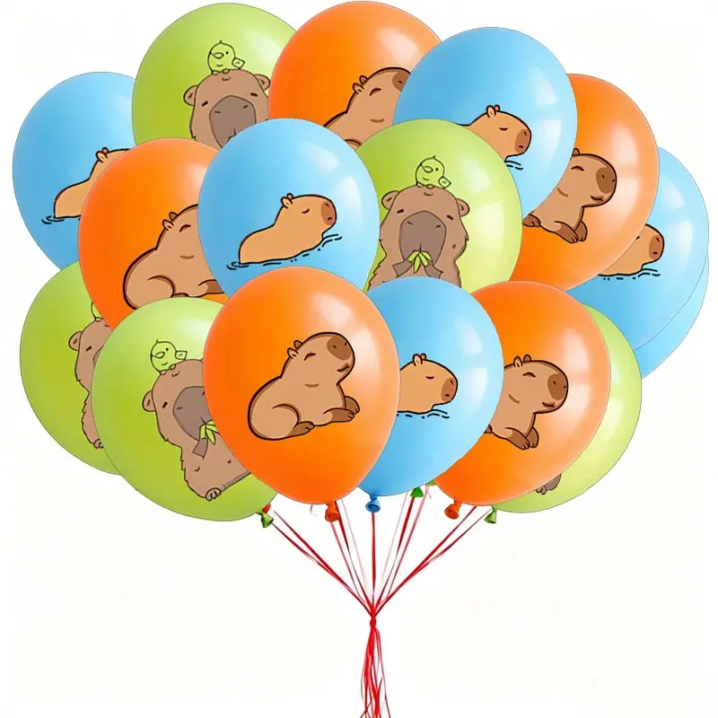 16pcs Cute Capybara Latex Balloons Set, 3x12inch Printed Balloons, Party Decor, Balloon Party Supplies, Party Balloons Decorations, Animal Theme, Summer, Christmas, Kids Room Decoration