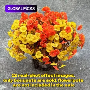 Artificial Flowers, Fall Decorative Fake Plants, 12 Pieces Realistic Eucalyptus Morning Glory Bouquets, No Watering, Perfect for Thanksgiving