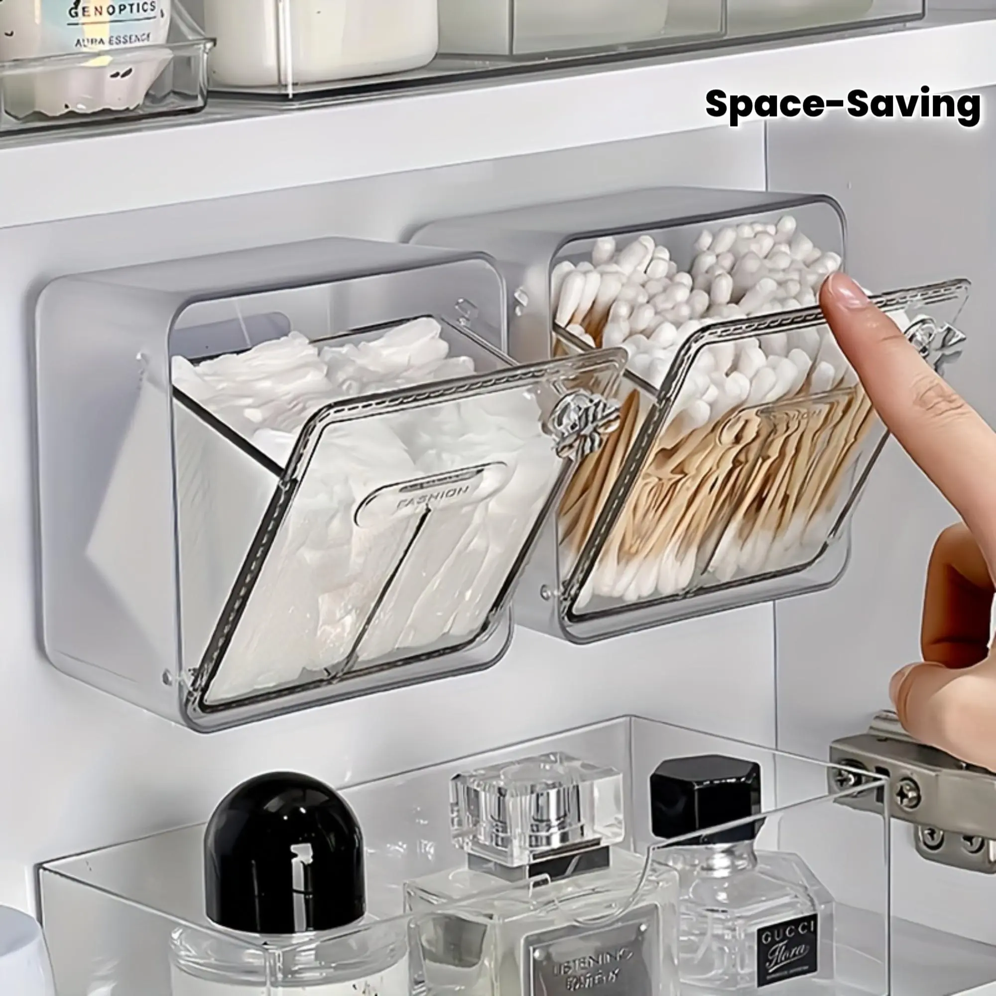 1pc Modern Plastic Hinged Lid Waterproof Storage Box - Bathroom Accessories Storage, Beauty Supplies Organizer for Makeup Remover Pads, Vanity Organization Space-Saving Home Organizer