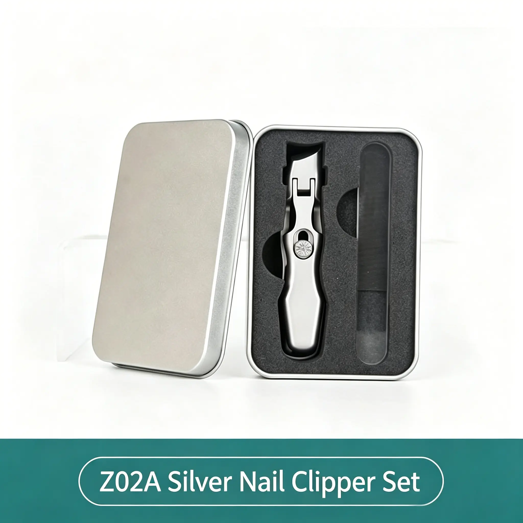 Silver Stainless Steel Nail Clipper Set - Angled Large Cutter for Thick Hard Nails, Salon-Grade Smooth Daily Manicure & Care Tool, Nail Care