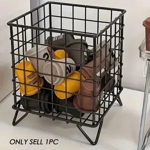 1PC Iron Coffee Capsule Storage Basket, Display Rack, Desktop Organizer, Simple Storage Box, Ideal for Coffee Capsules, Back-To-School Essential