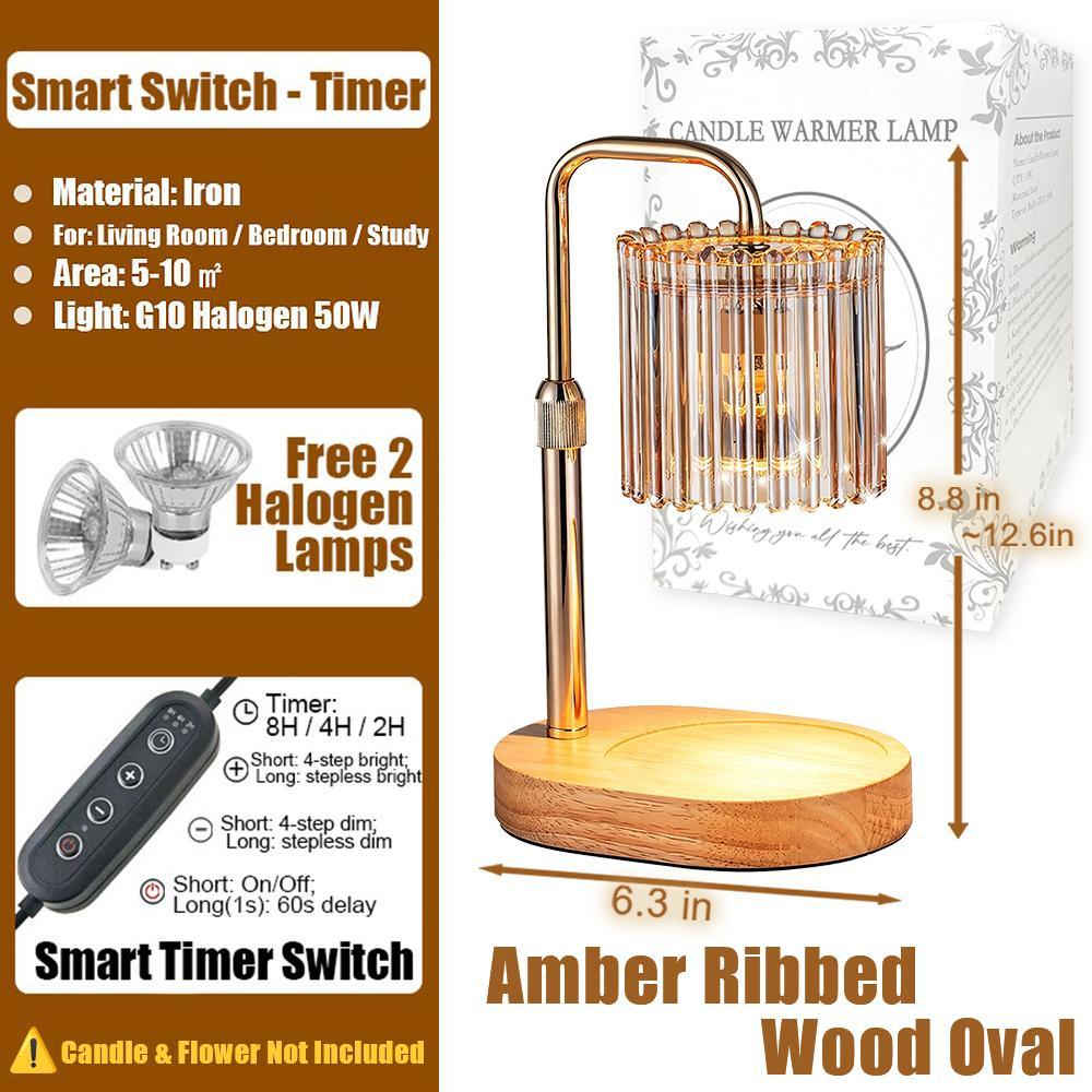 Melting Candle Scent Warmer, Bellflower Decor Lamp, Height Adjustable Timing Function, Comes with 2 Extra Bulbs Inside, Flameless Safe Aromatherapy Lamp for Indoor Dorm Living Room Decor