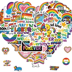 50 Pcs Bulk Gay Pride Stickers, Lgbtq+ Rainbow Stickers for Accessories, Trans Lesbian Bi Pride Month Decorations, Lgbt Pride Supplies
