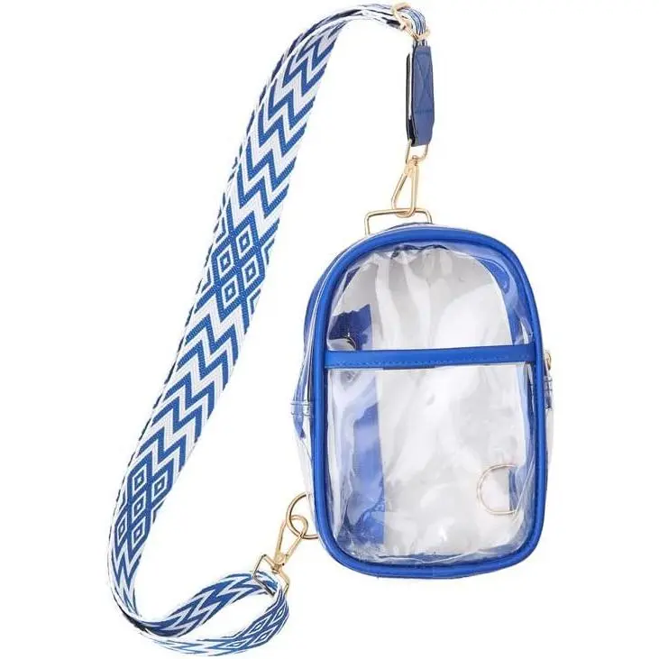 Clear Bag for Stadium Events Clear Purses for Women Stadium, Clear Sling Bag Clear Bag Stadium Approved,  Pack Crossbody Bags for Women Men (Blue)