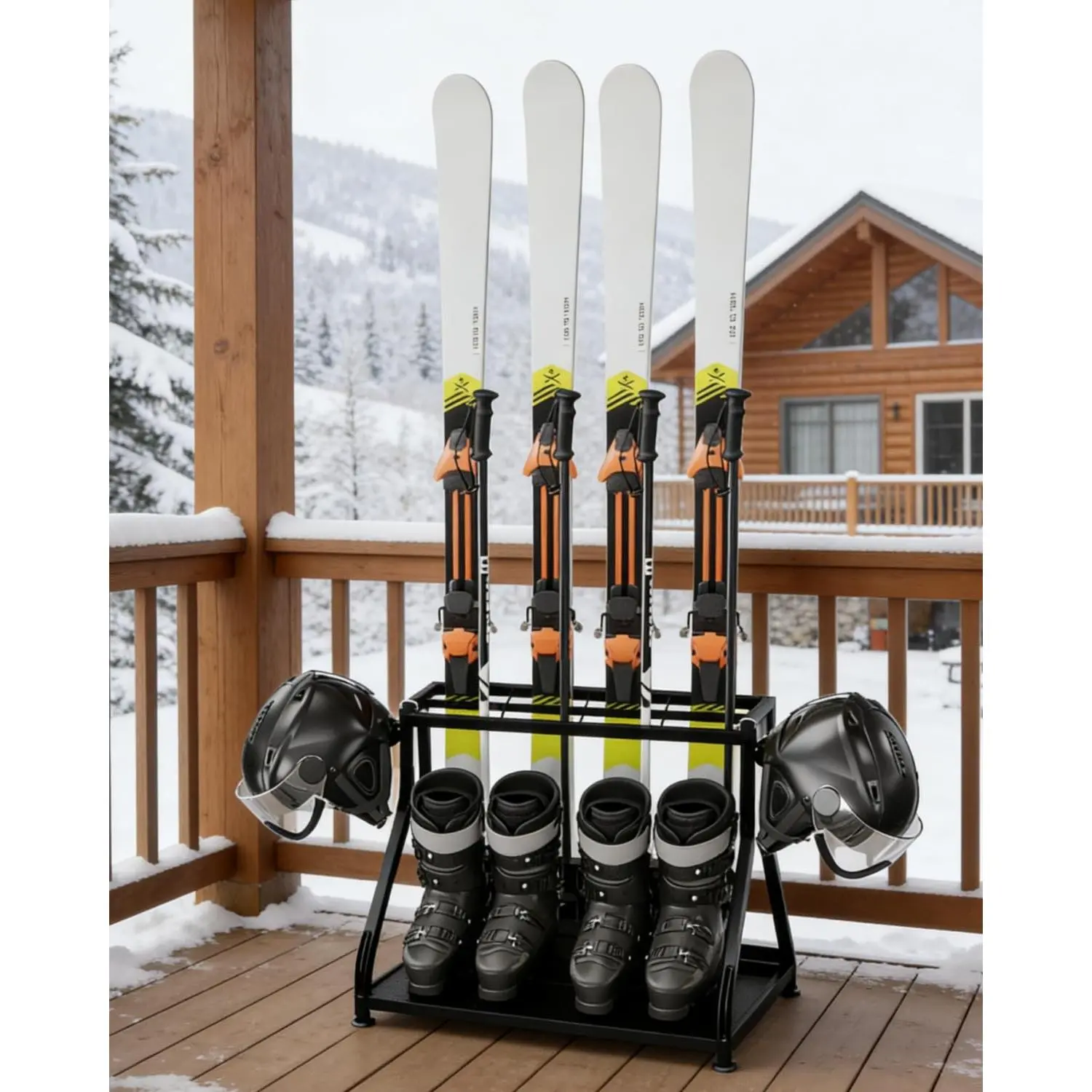 Garvee - Durable Steel Ski Storage Rack for Garage, Basement, Home, Multi-Purpose Ski Gear Organizer for Ski Poles, Goggles, Helmet, and More, 23 Inches