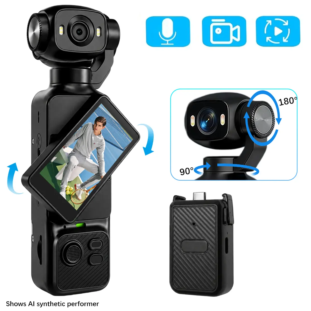HD 1080P Handheld Camera,Pocket Camera with Night Vision light, Portable Camera with Rotating screen,Vlogging Camcorder, Portable WiFi Vlogging Camera,Summer travel Gifts