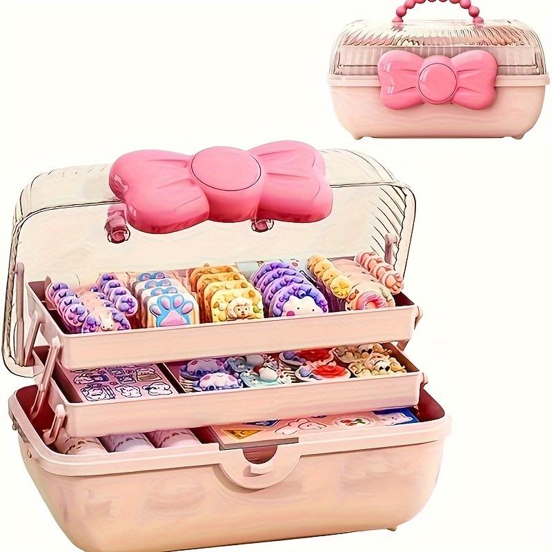 Cute Multi-Layer Desktop Storage Box, Organizer for Toys & Cosmetics, Rotating Hair Accessory Holder, Home Office Organization Solution