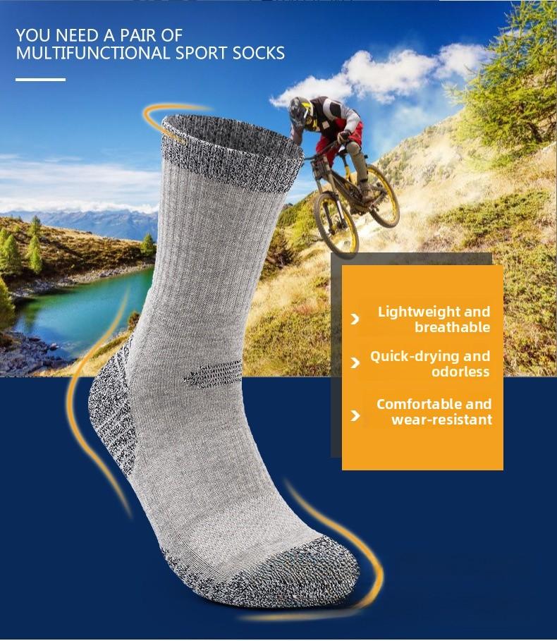 Quick Dry Moisture Wicking Cushioned Outdoor Hiking Socks – Unisex, Terry Bottom, Breathable for Walking & Sports