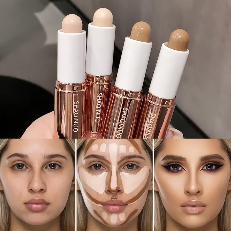 Double-Ended Highlighter Contour Stick, Long-Lasting Natural Finish, Waterproof Sweatproof, Buildable Coverage, Multi-Purpose Face Makeup