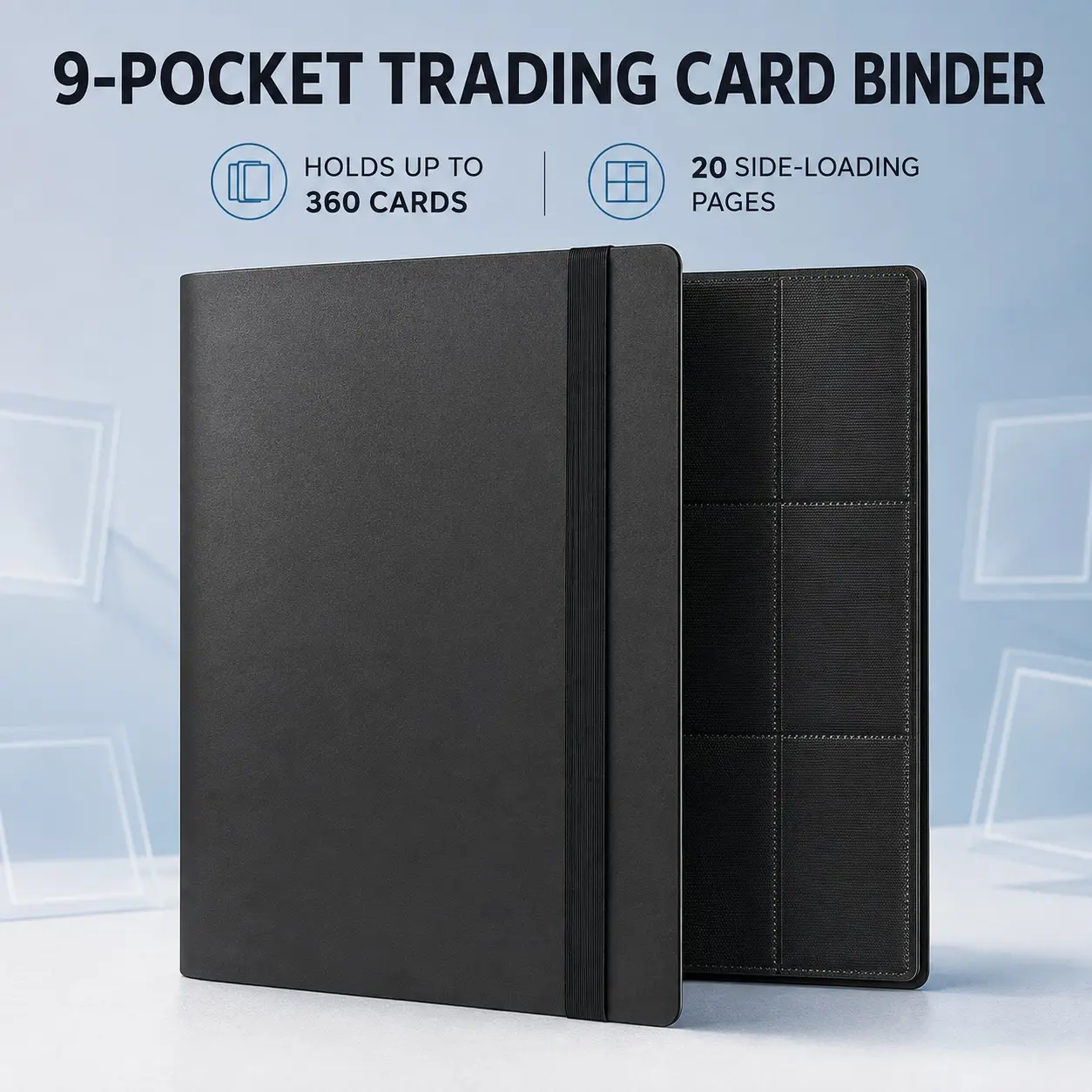 2026 9-Pocket Trading Card Binder with 20-Page Side-Loading Card Book for Soccer Basketball and Hockey Cards Holds 360 Cards Card Album and Sports Card Storage for Collectors