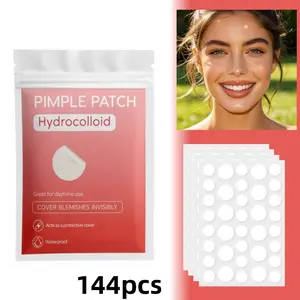 144/360pcs Transparent Round Acne Patches, Hydrocolloid Anti Blemish Spot Remover, Portable Facial Decorative Stickers, Unisex, Before and After Makeup