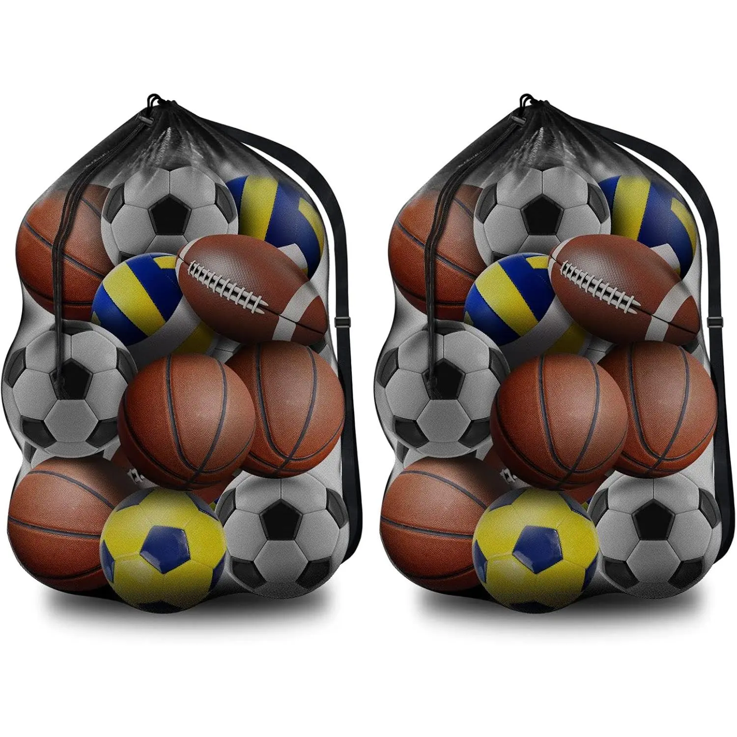 Extra Large Mesh Sports Ball Bag for Basketball, Soccer, Football, Volleyball, Swimming Gear - Adjustable Shoulder Strap, Team Bags (30" x 40")
