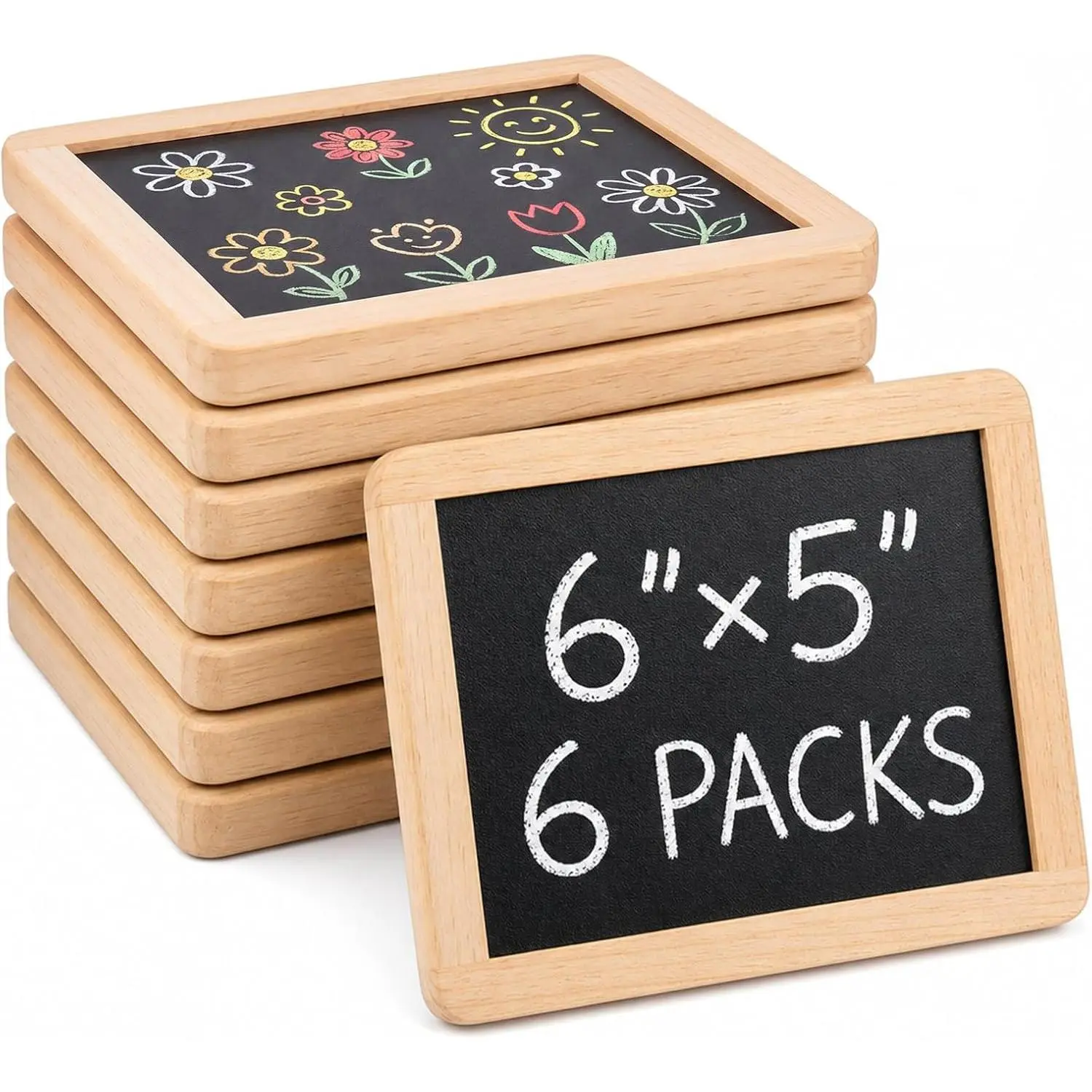 6 count Small Slate Chalkboard Mini Chalk Board with Frames Mini Board Signs School Supplies for Classroom  Office (6 x 5 Inch,)