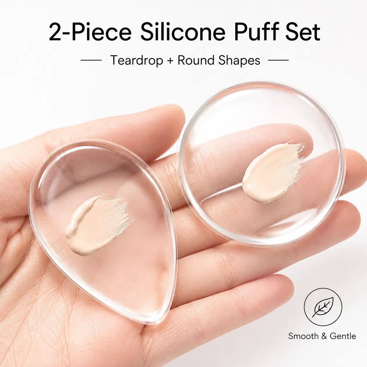 Stainless Steel Ring Foundation Makeup Mixing Palette Kit, Includes Spatula & Silicone Puffs, Washable Reusable Tools for Salon Home Use