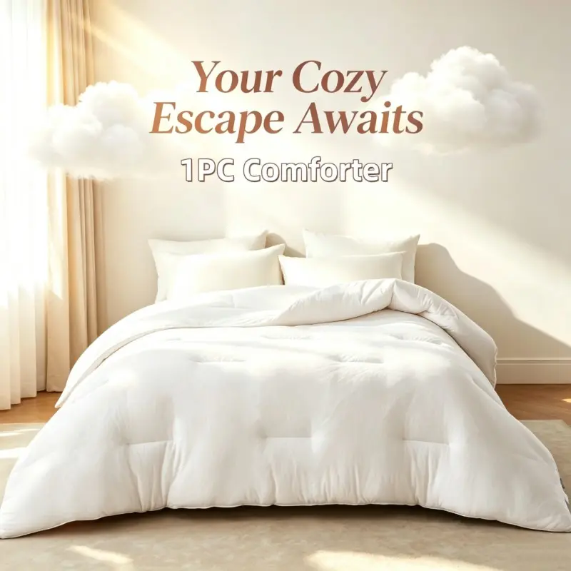 1PC Cloud‑Like Ultra‑Soft Comforter, Fluffy Breathable All‑Season Bedding for Bedroom,  White Comforter for Autumn & Winter