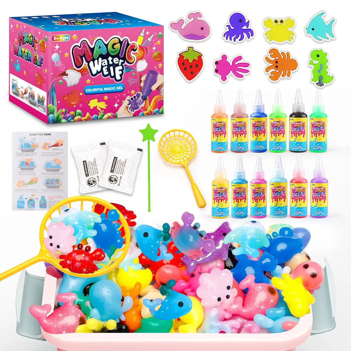 Uinle Baby Magic Water Fairy Toy Set, Aqua Gel Craft Kit for Color Coordination, Water Pet Playset, Perfect Birthday Gift for Kids, DIY Craft Kits