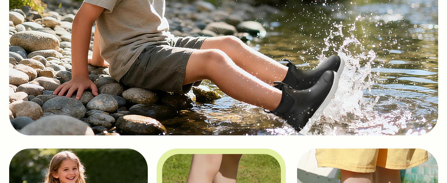 Kids Deck Boots,Waterproof Ankle Rain Boots for Boys and Girls Non-Slip High-Performance Rubber Boots Water Shoes Child Chelsea Booties for Fishing, Boating, Camping, Farming,Garden, School Play