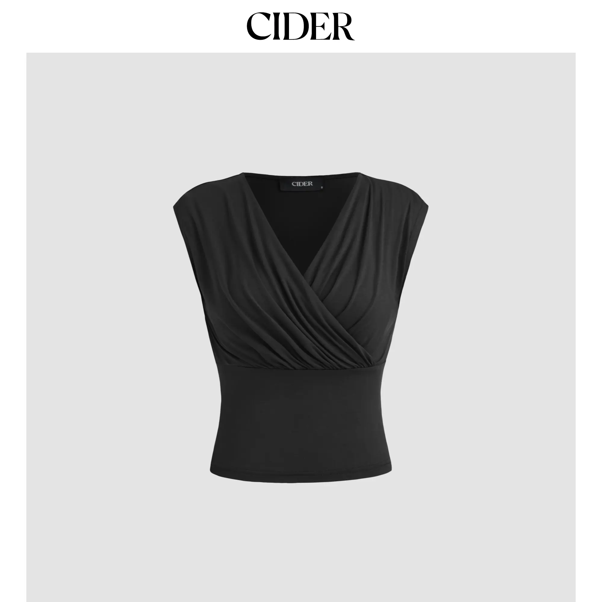 Cider [3 colors, size 2-10] V-neck Solid Wrap Ruched Crop Tank Top SummerWins SummerFinds