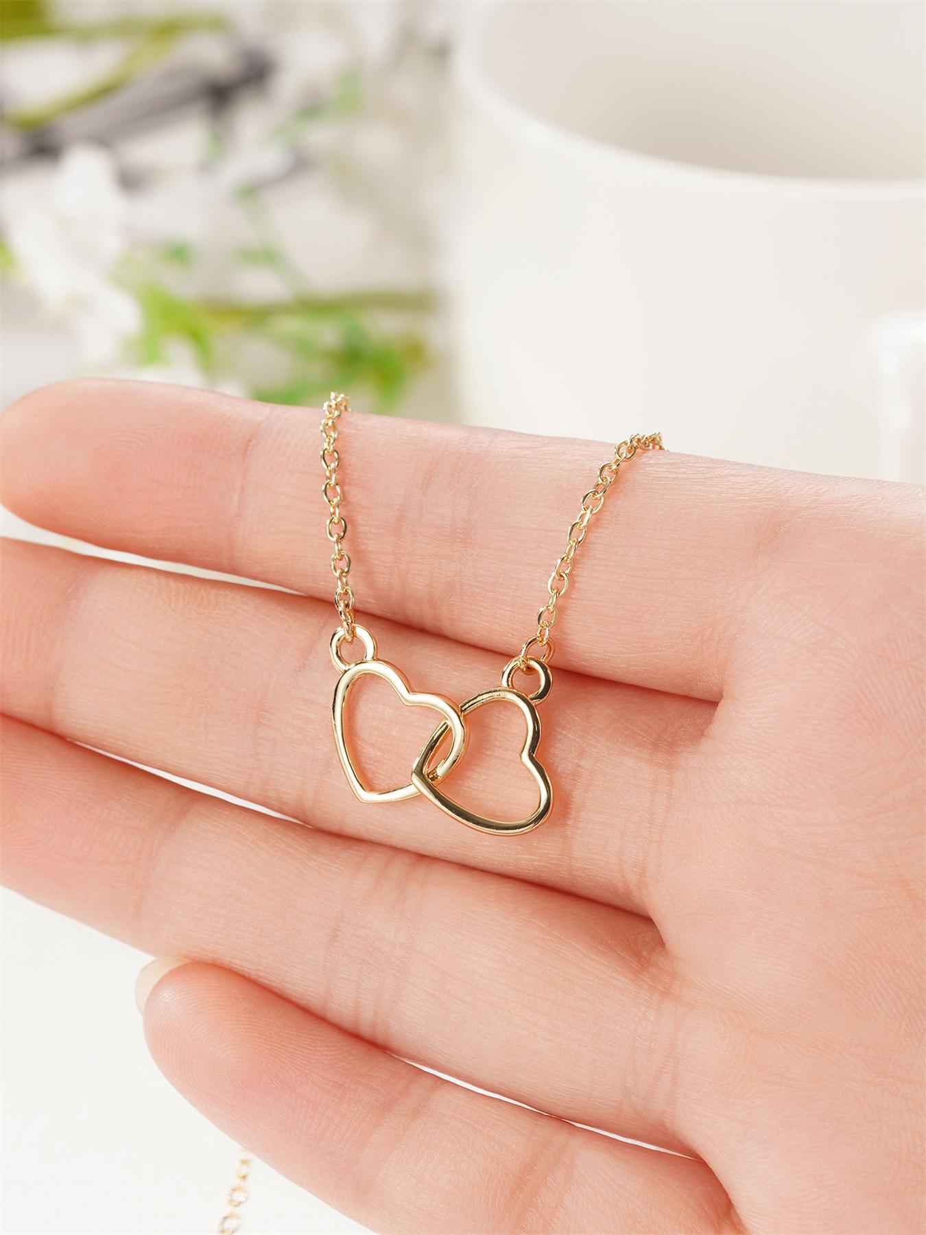 Women's Elegant Exquisite Rhinestone Heart Design Pendant Necklace, Trendy Sparkly Pendant Necklace, Chic Gorgeous Luxury Jewelry