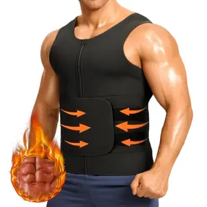 Men's Sauna Vest, Single Belt Sauna Vest, Tummy Compression  Waist Trimmer, Men Neoprene Waist Trainer, Gym Fitness Breathable Sweat Abdominal Shaping Tank Top, Workout Apparel Shapewear Tank