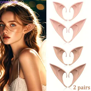 2026 New 2 Pack Halloween Elf Ears cosplay Avatar Elf Ears Vampire False Teeth Fairy False Ears