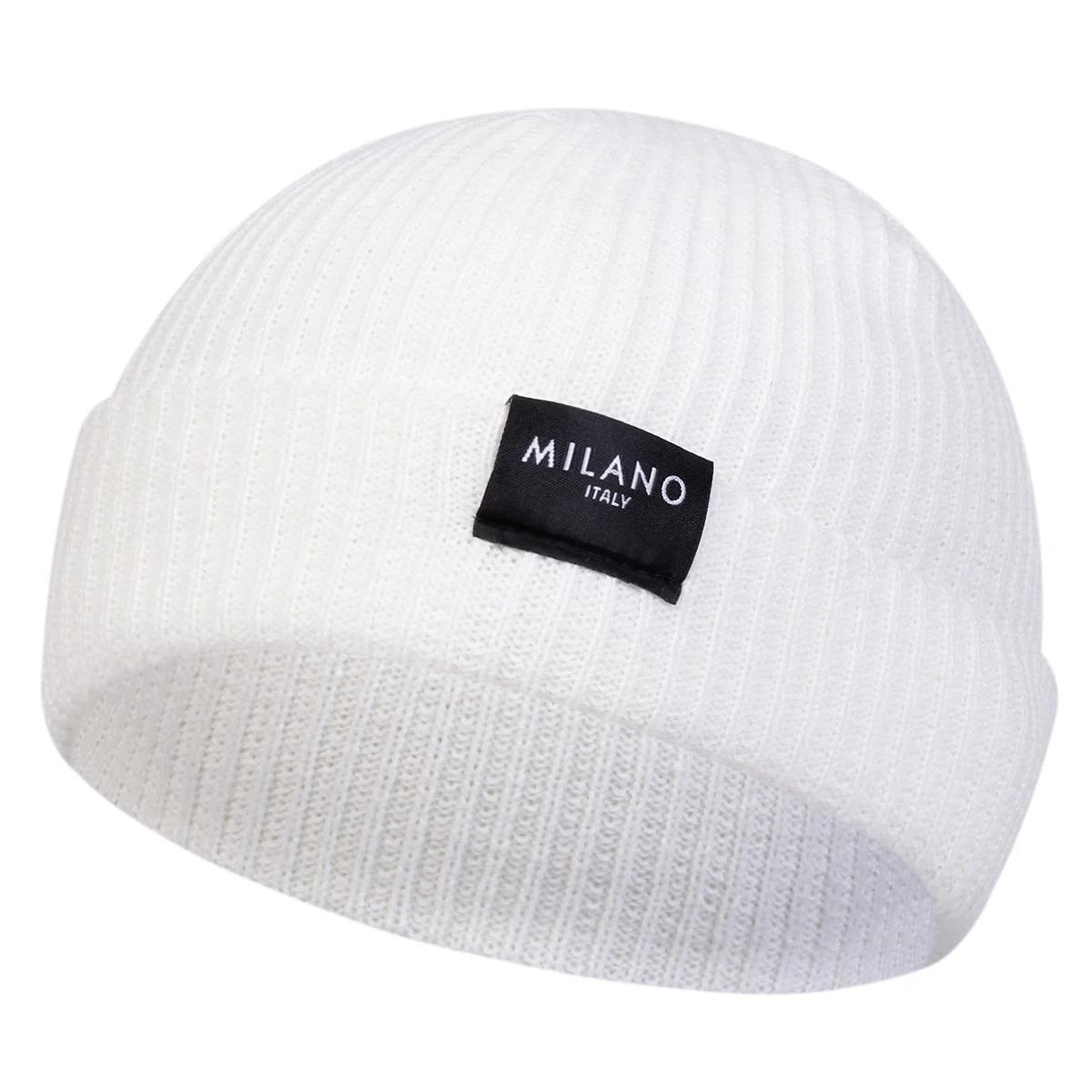 Unisex MILANO Letter Label Beanies Winter Warm Hat Hip Hop Cap Beanie Hat Caps for Women Men