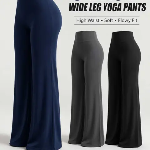Women's multi-Pack High-Waisted Wide Leg Yoga Pants – Soft, Fashion Polka Dot Design，Flowy & Flattering Lounge Pants Yoga Bottoms