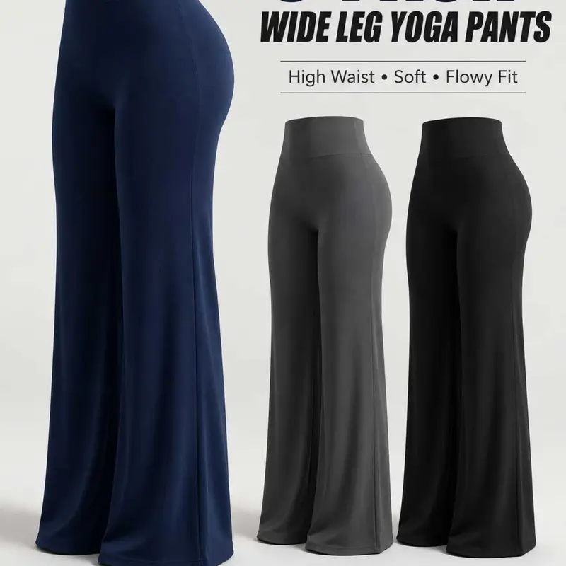 Women's multi-Pack High-Waisted Wide Leg Yoga Pants – Soft, Fashion Polka Dot Design,Flowy & Flattering Lounge Pants Yoga Bottoms